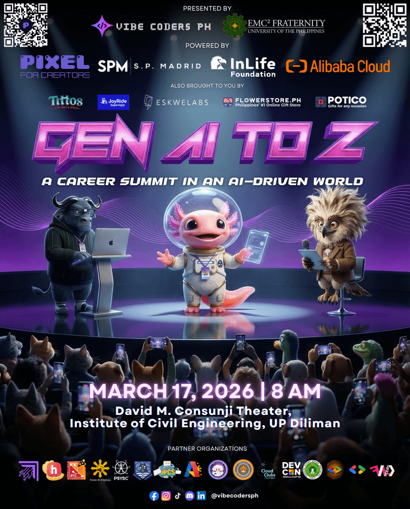 Gen AI to Z official event poster — March 17, 2026 at David M. Consunji Theater, ICE, UP Diliman
